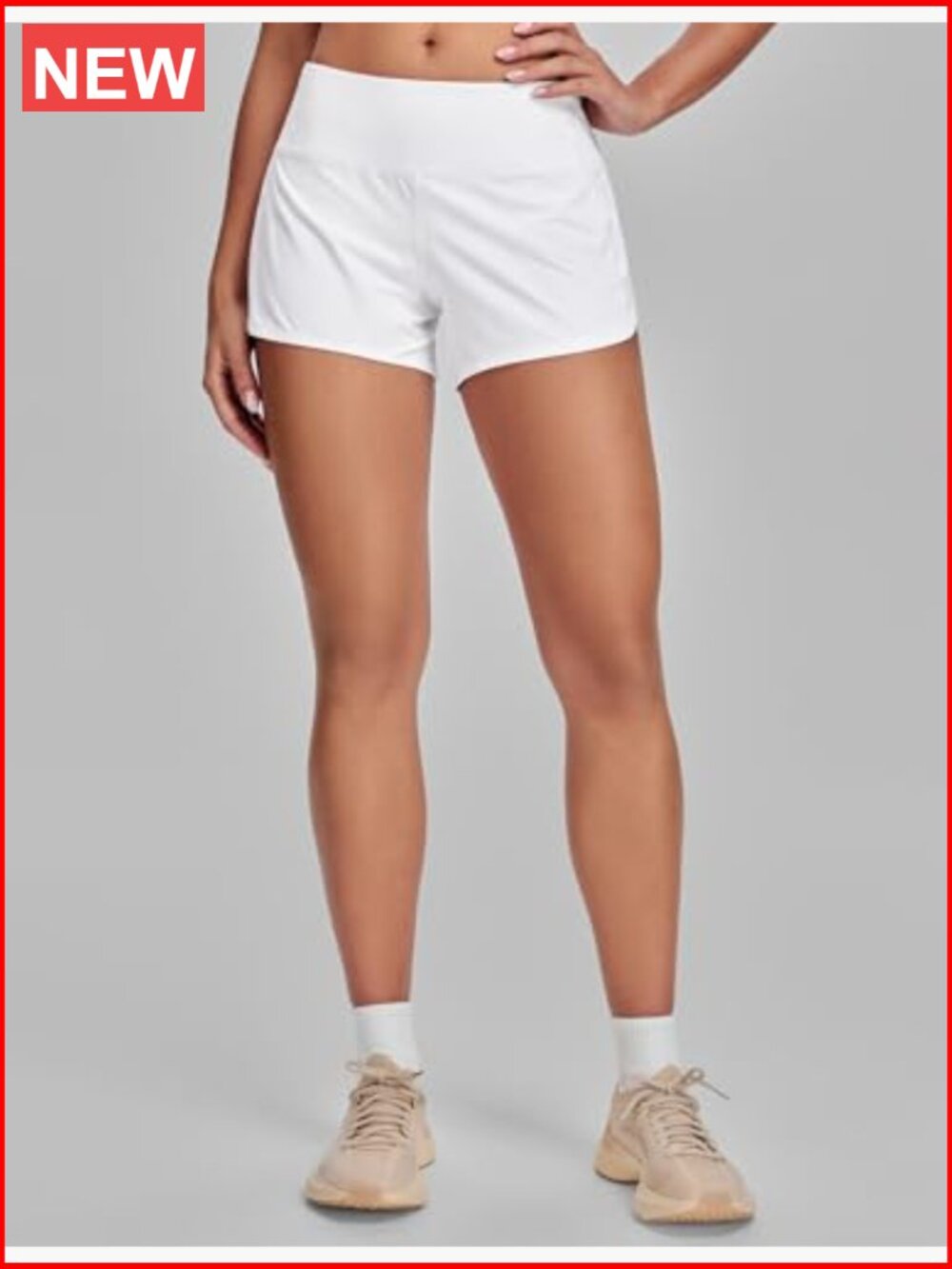 Mid Waisted Workout Running Shorts with Liner 4" - Picture 4 of 5